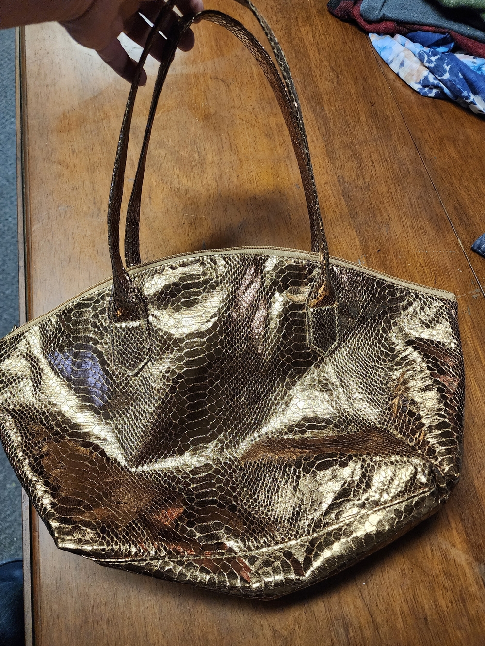 NWOT Elisabeth Arden Metallic Bronze Snake-Embossed Tote Bag - Women
